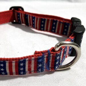 Patriotic Red, White, and Blue Adjustable Large Breed Dog Collar